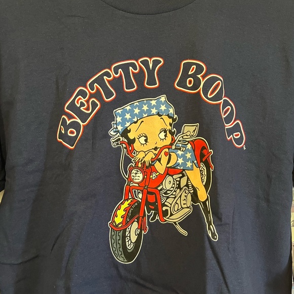 Betty Boop Graphic Tee Motorcycle Navy XL NEW - Picture 2 of 3